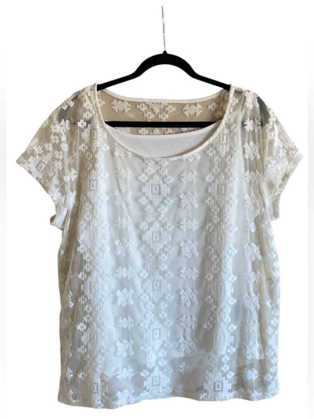 Women’s RAFAELLA Lace Sleeveless Blouse Top XL